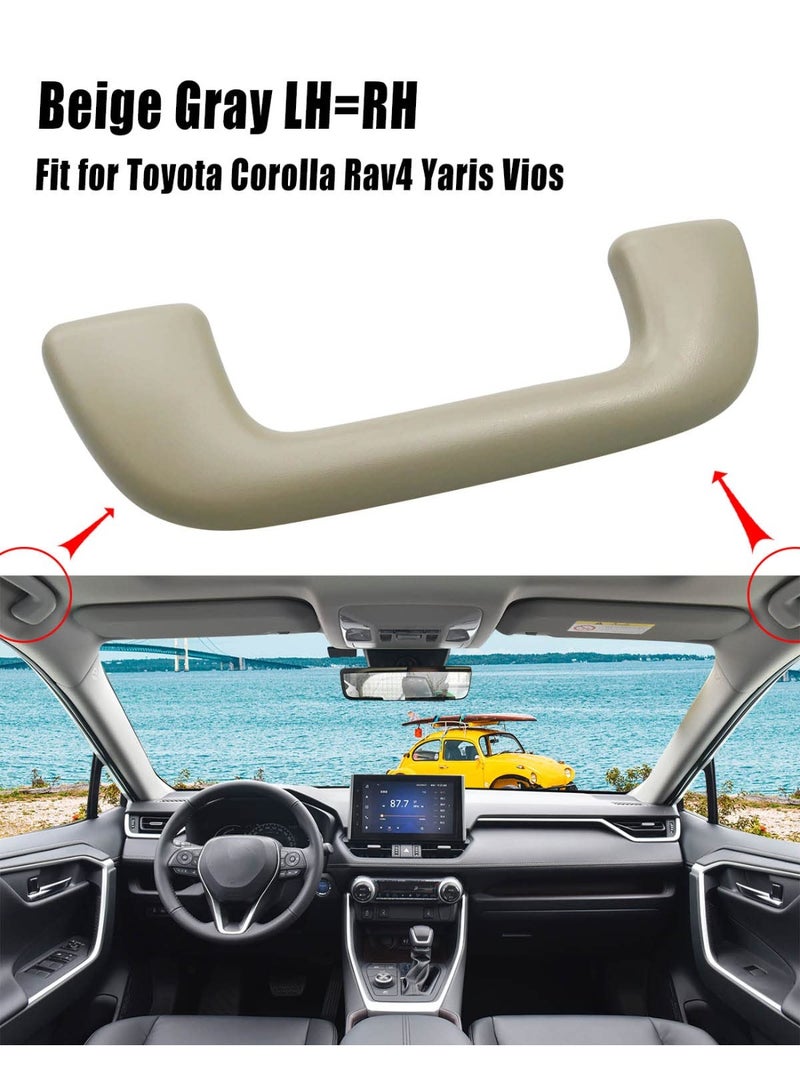 KISSUN Auto Roof Pull Handle Grab Rail Without Hook Fits for Toyota Corolla Rav4 Yaris Aruis Replace 74610-52020 74610-52030 74619-0M010 74683-8010, Beige Gray Front Handrail, 1PC - Image 2